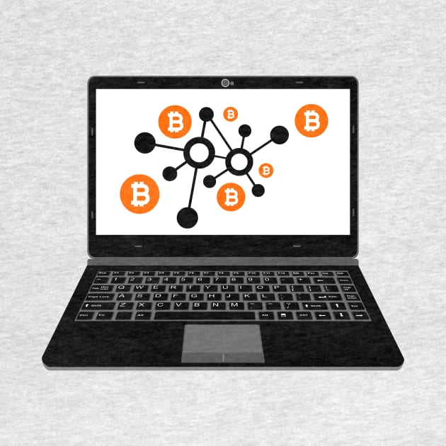 realistic laptop vector illustration display bitcoin digital assets network by asepsarifudin09